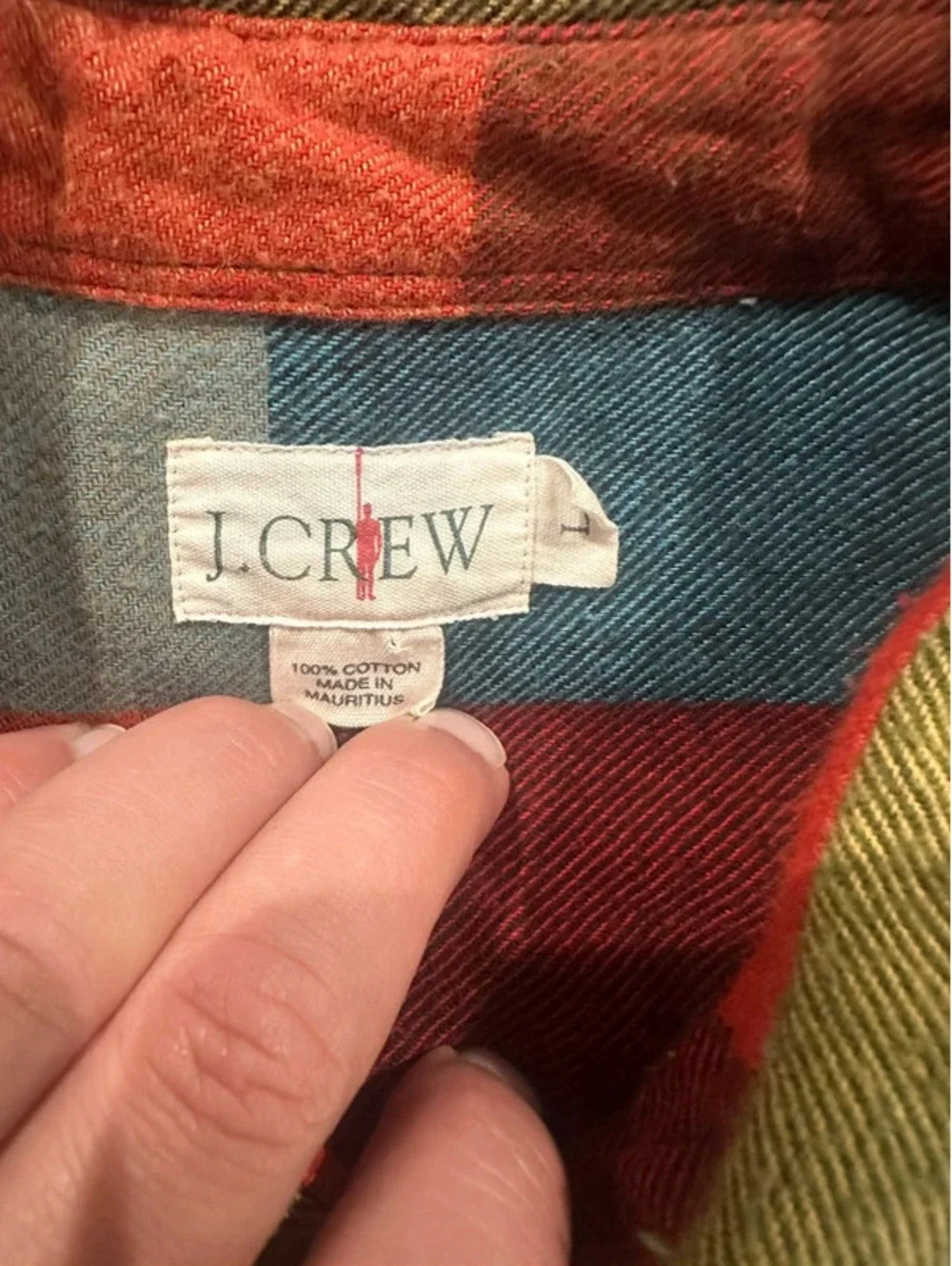 J.Crew Men’s Large Plaid Flannel Button Front Shirt Multicolor 100% Cotton